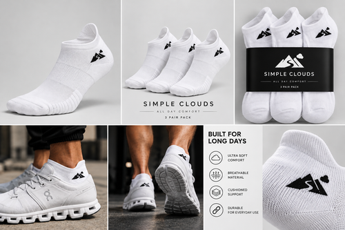 Simple Clouds™ | Everyday Performance Socks – White (3-Pack)